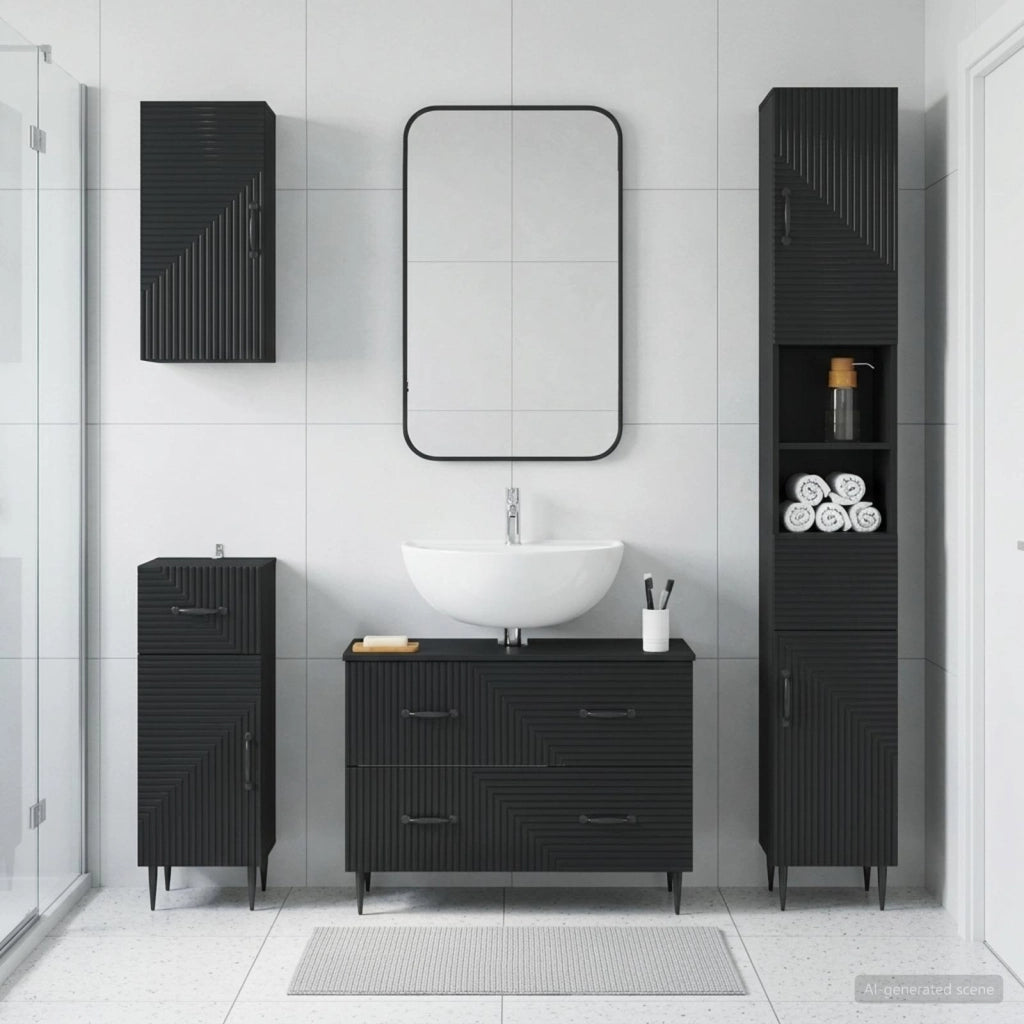 Set di Mobili da Bagno da 4 Pezzi HAARLEM Nero 3417937