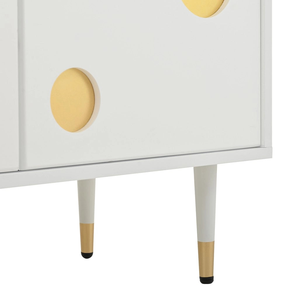Mobile TV con Ante in Legno Massello e Decoro Oro ¨C Xylo ¨C Bianco