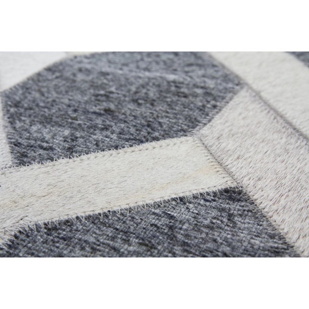 Tappeto Hybrid in viscosa e pelle grigio 80x150 cm