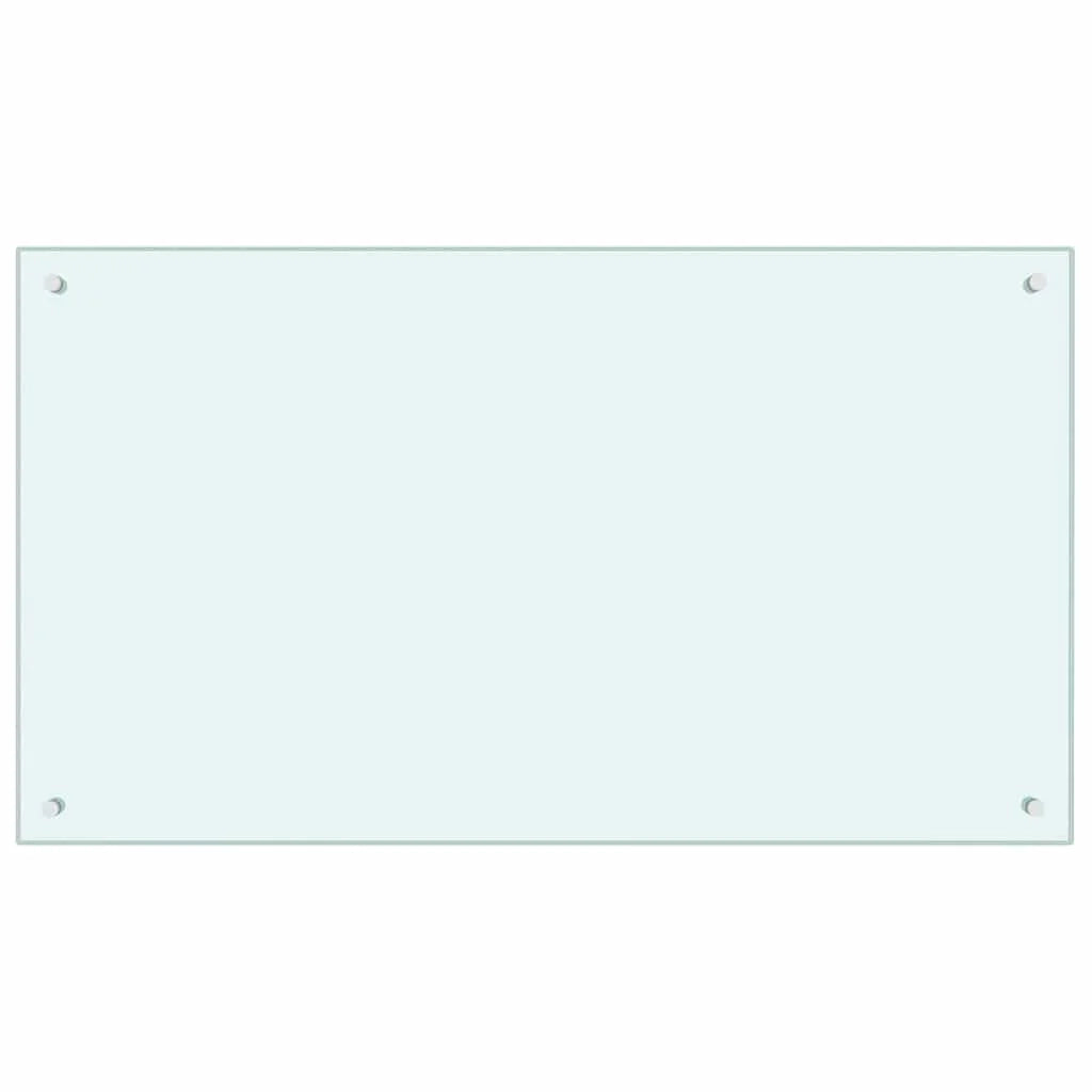 Set di 2 paraschizzi da cucina dal design moderno 100 x 60 cm resistenti al calore facili da installare vetro temperato bianco 02_0056222