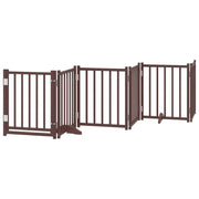 Cancelletto di sicurezza per cani con porta 6 pannelli legno massello di abete marrone 02_0023333