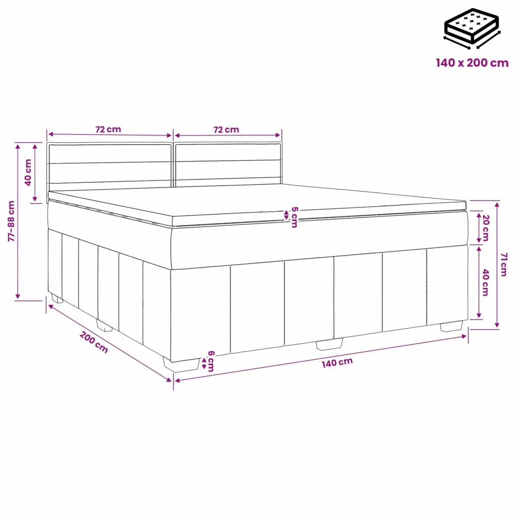 Letto box spring con materasso Grigio Scuro 140 x 200 cm 3451221