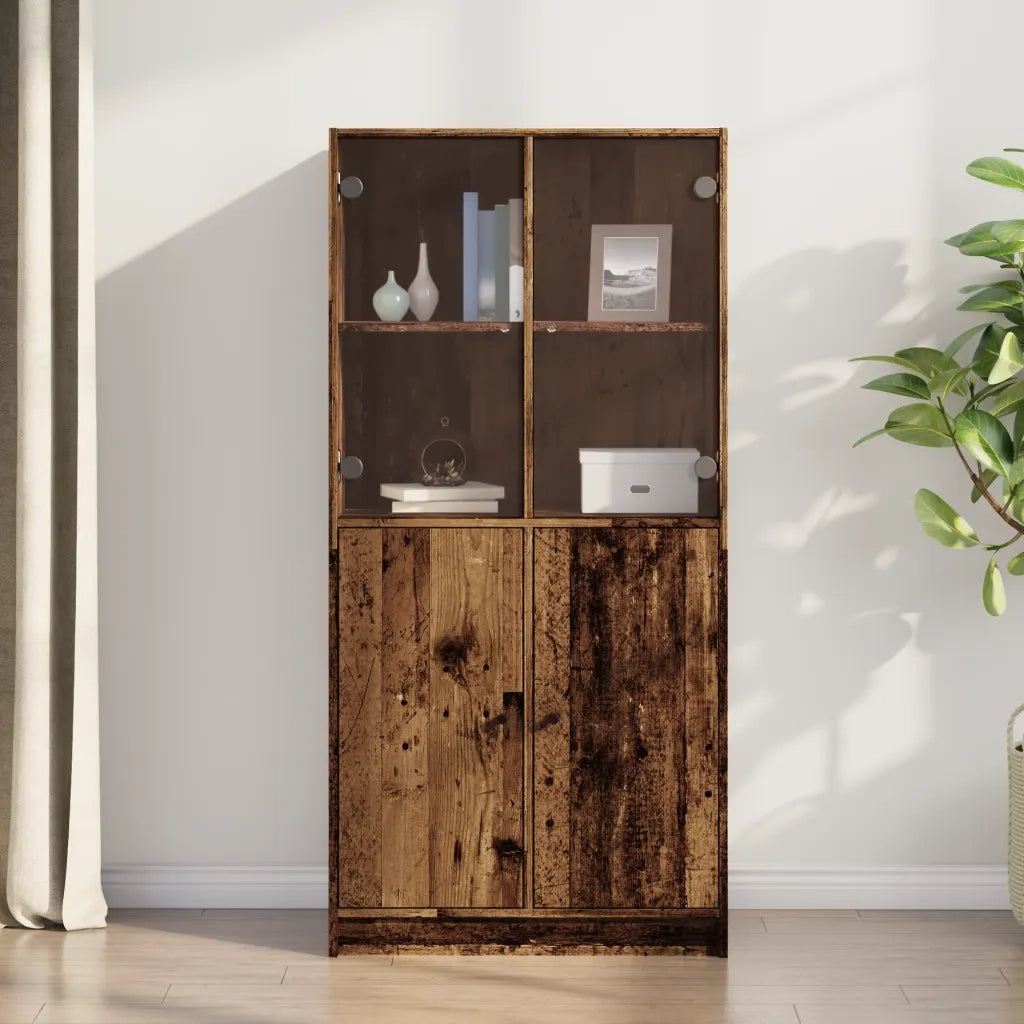 Credenza | Madia | Buffet da pranzo | Armadio da pranzo con Ante Legno Antico 68x37x142cm in Legno Multistrato