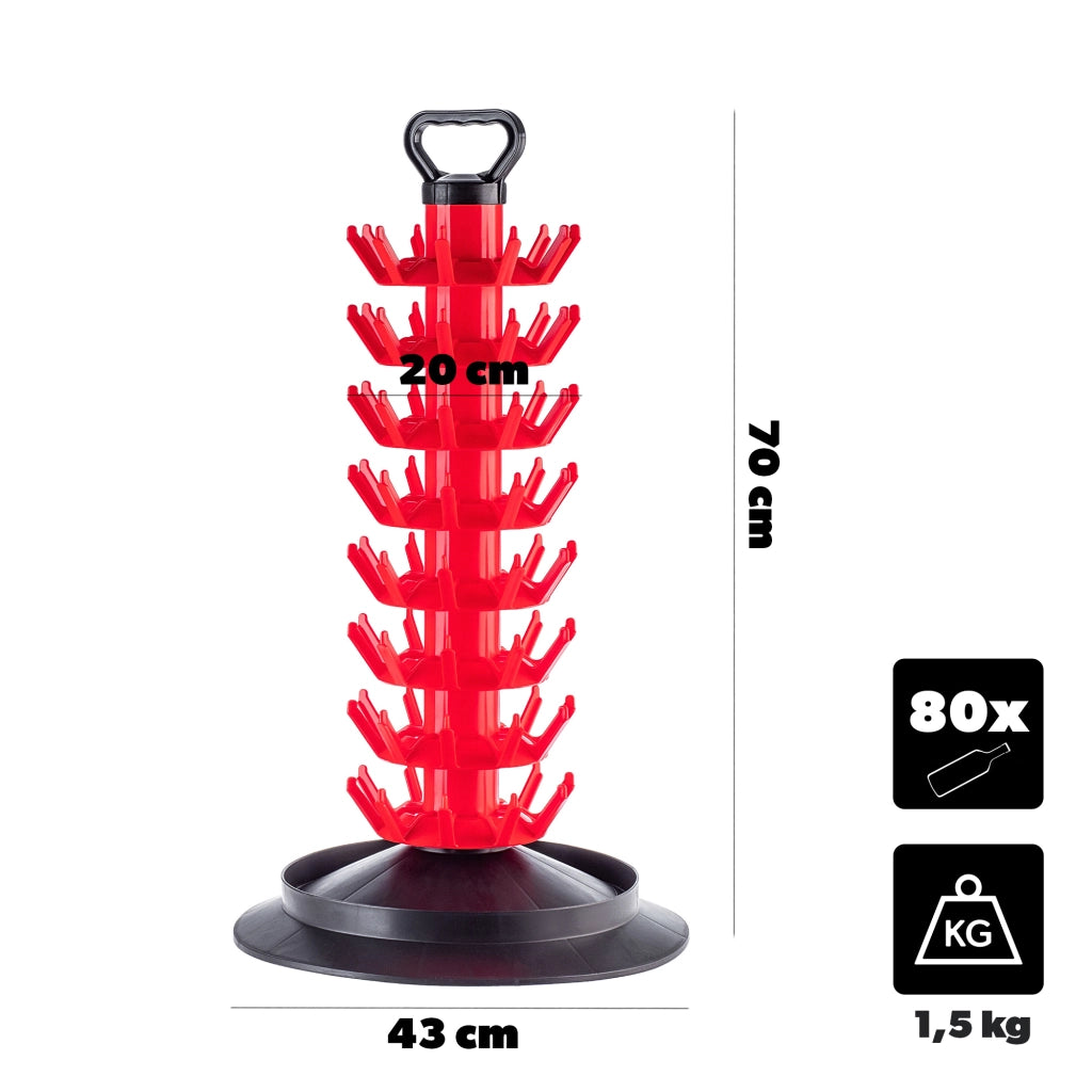 KADAX Portabottiglie modulare con scolapiatti, grande, rosso, per 80 bottiglie
