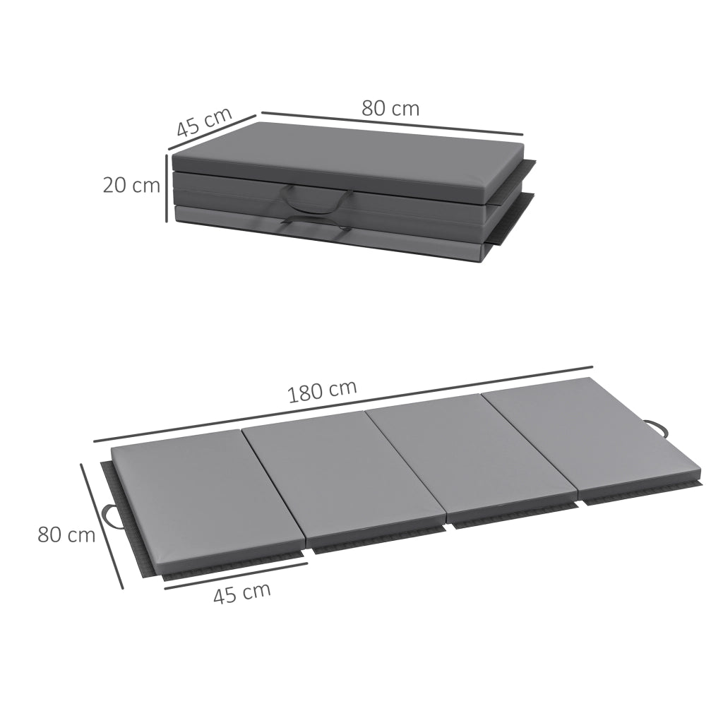 Tappetino da Ginnastica Pieghevole Materassino Fitness Antiscivolo 180x80x5H cm in Schiuma EPE Grigio
