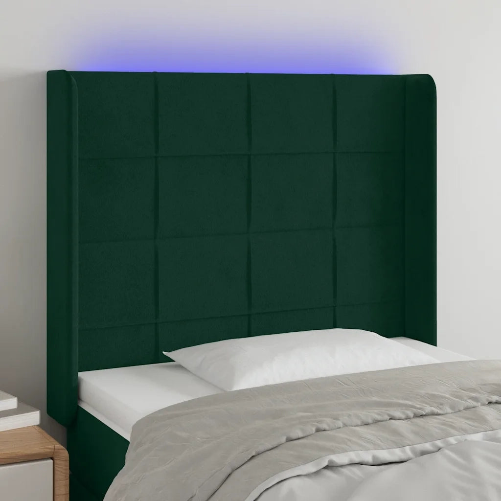 Testiera a LED Verde Scuro 103x16x118/128 cm in Velluto cod mxl 52819