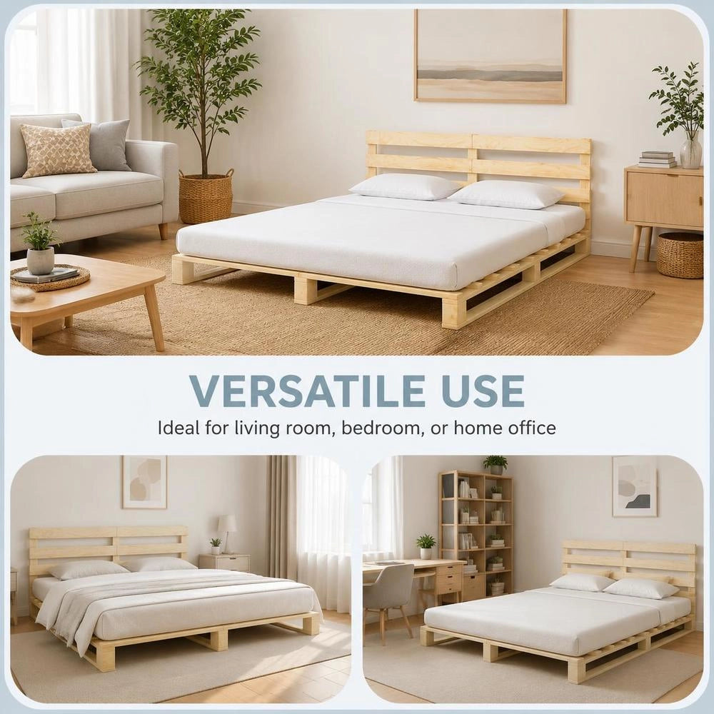 Pallet Bed Made Of Solid Pine Wood, 140x200 Cm