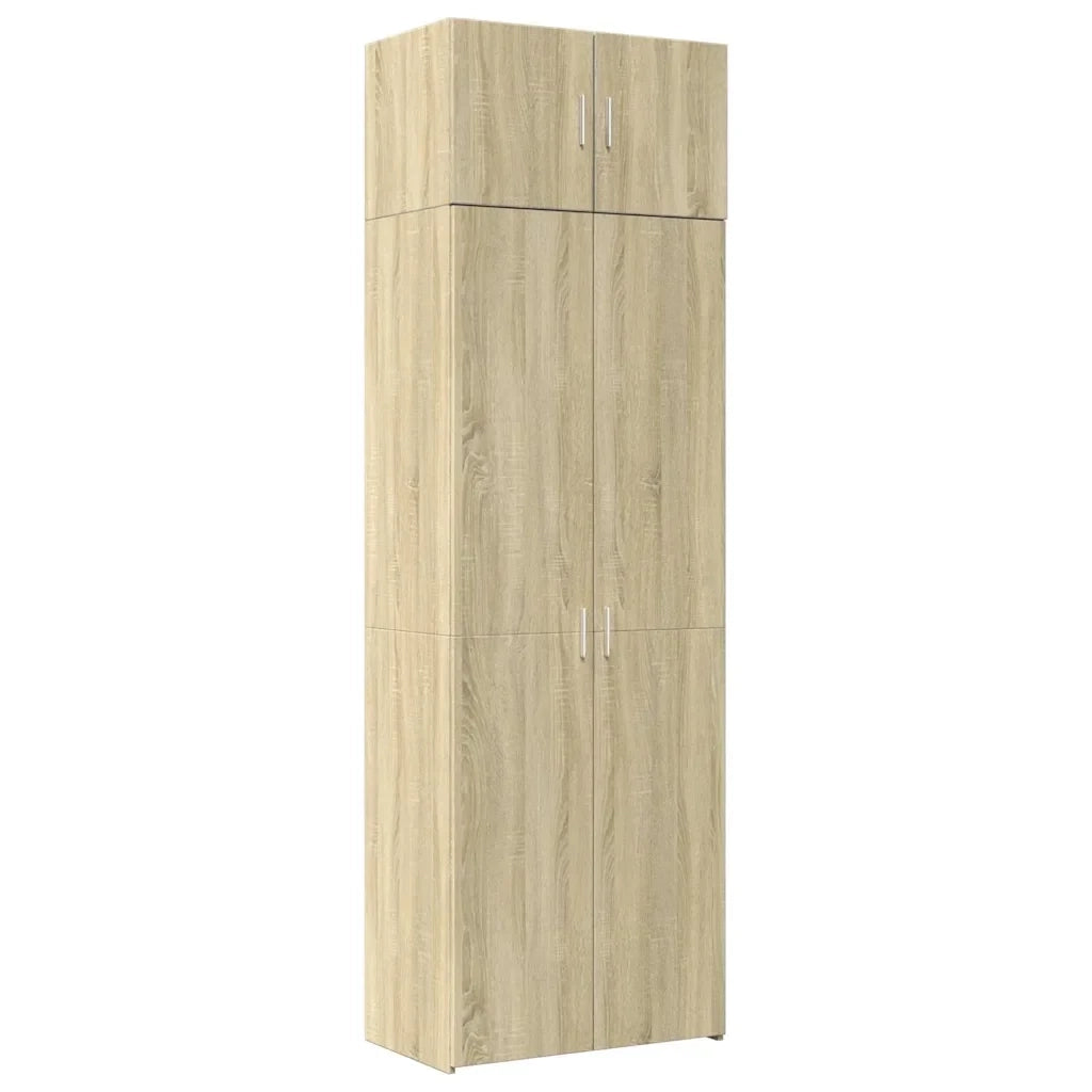 Mobile contenitore alto in legno composito 70 x 42,5 x 225 cm grande capacità scomparti multipli legno composito rovere Sonoma 02_0055576