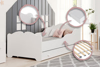 Letto singolo ANNA 140x70 con cassetto e materasso - Bianco