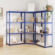 Scaffali a 4 Ripiani 3 pz Blu in Acciaio e Legno Multistrato 3154148