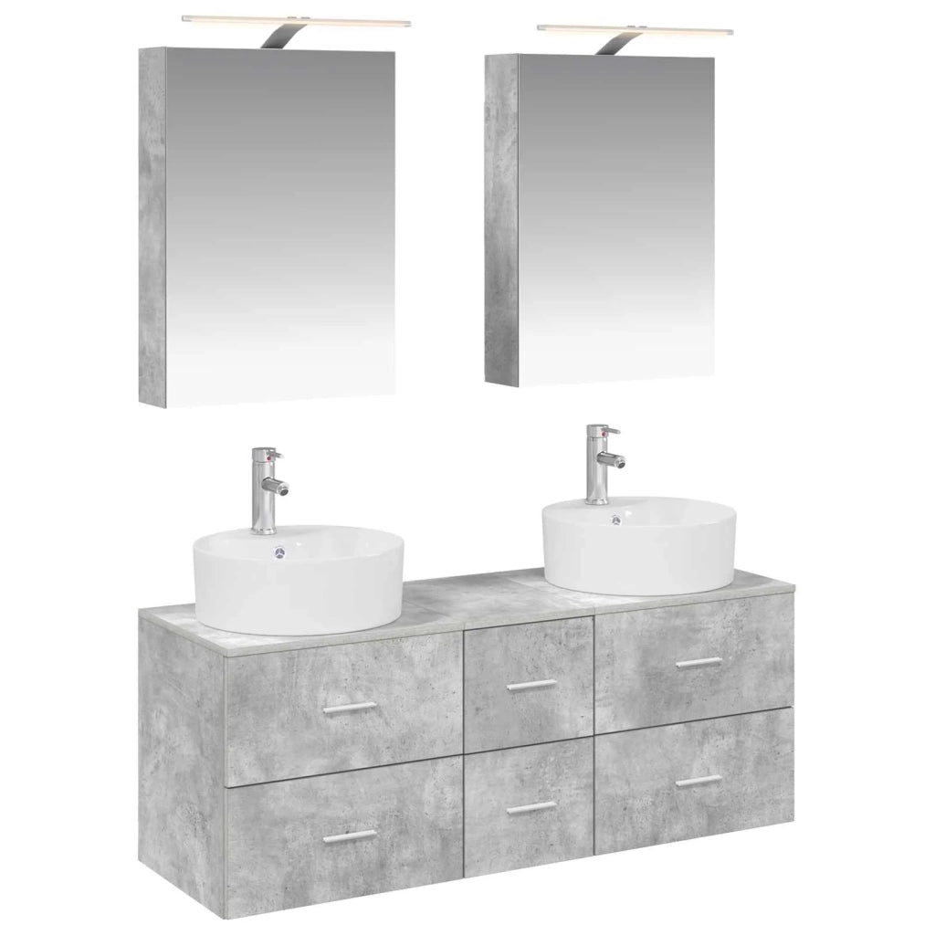Set di mobili per il bagno 5 pcs Grigio Cemento 3406914