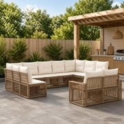 Set Divano da Giardino 12 pz Beige e Bianco Crema polyrattan 3435270