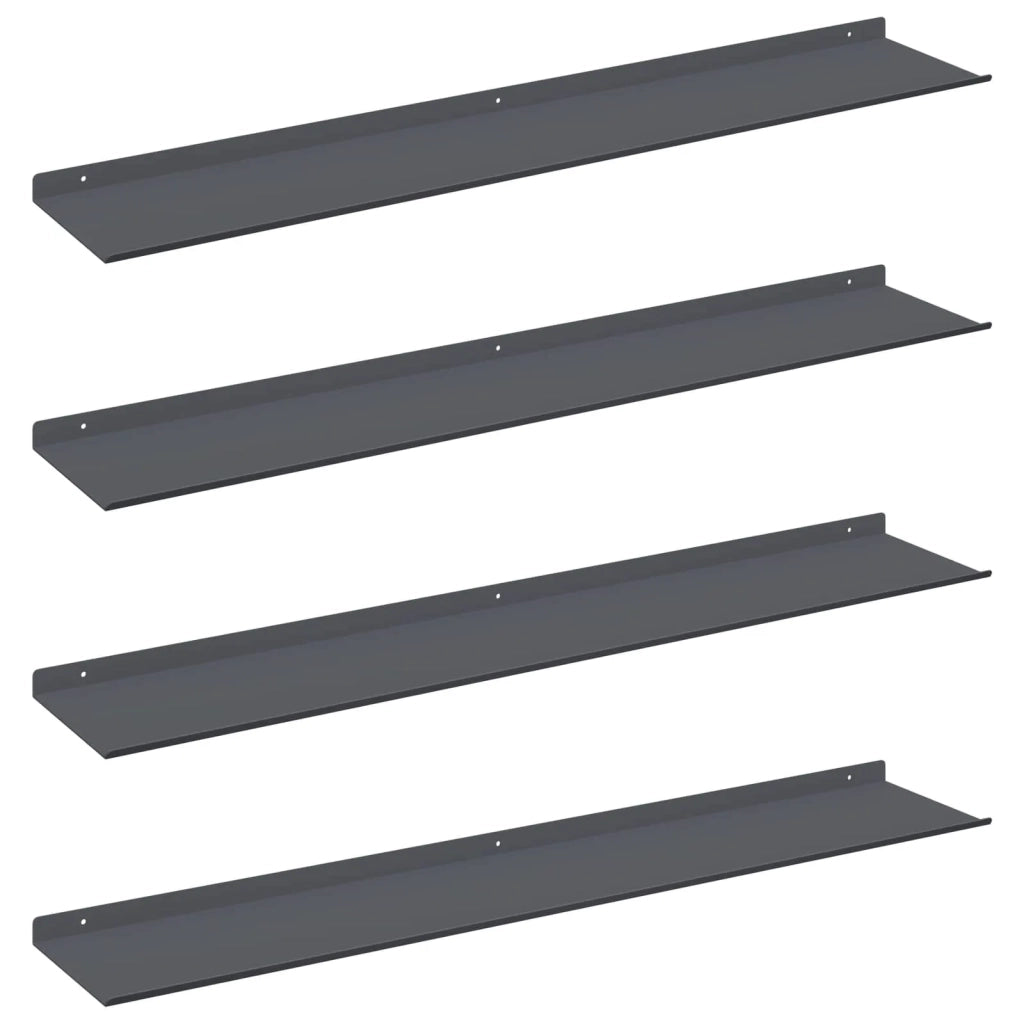 4 pz Mensola | Ripiano | Scaffale sospesa Antracite 100 x 18 x 2,5 cm Acciaio