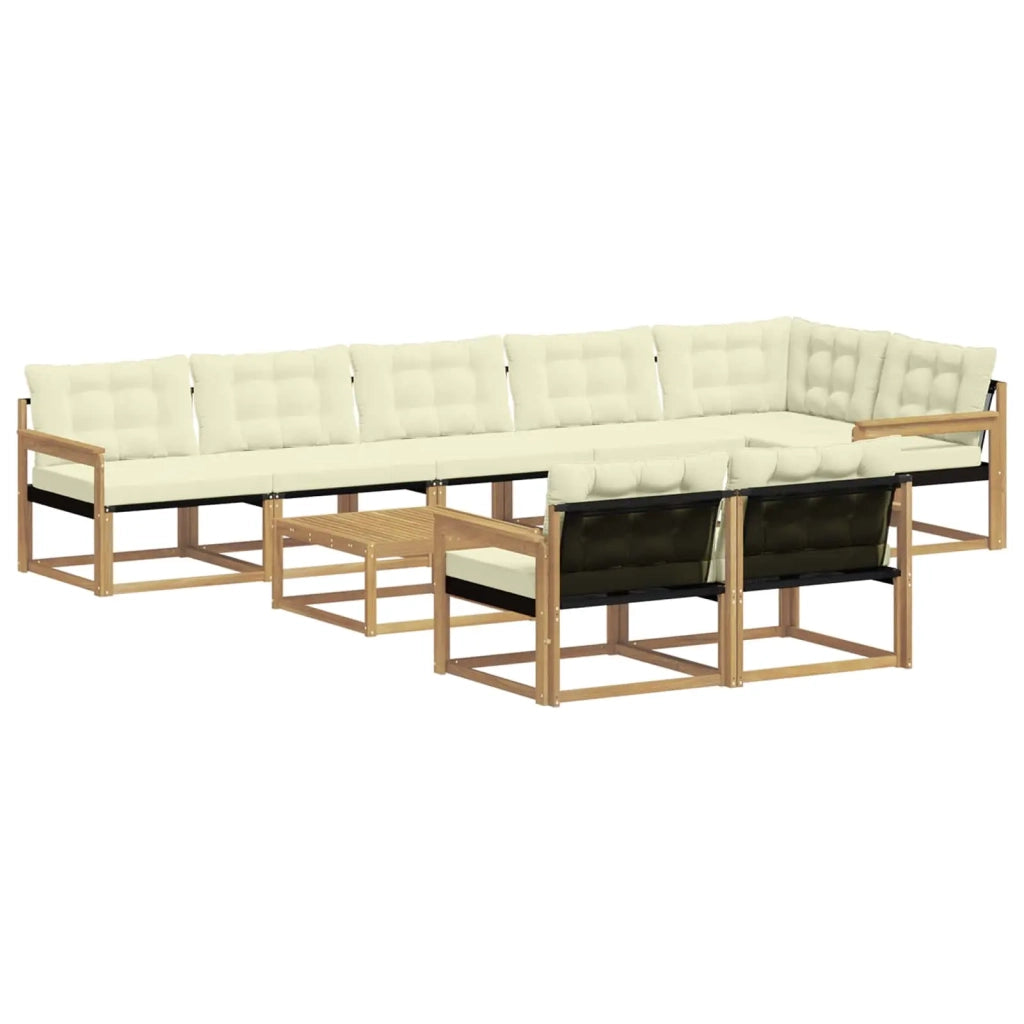 Set di divani da esterno 9 pcs Bianco e Crema 79 x 79 x 37 cm 3388820