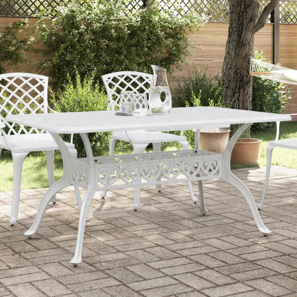 Tavolo da Giardino Bianco 150x90x72 cm in Alluminio Pressofusocod mxl 117332