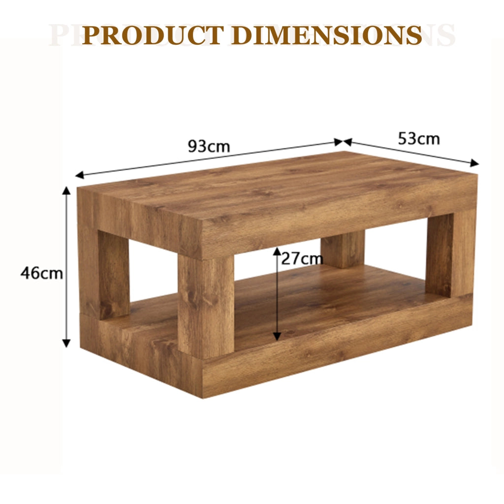 Tavolino da caffè rettangolare a 2 livelli per soggiorno in MDF 104×65.5×28 cm