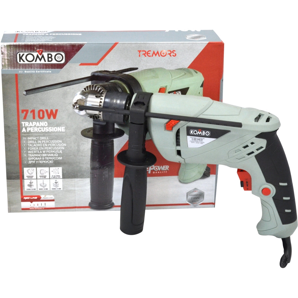 Trapano a percussione KOMBO 710W  230/50HZ  3000 Giri/MIN  LEGNO 25MM - MURO15MM  FERRO12MM