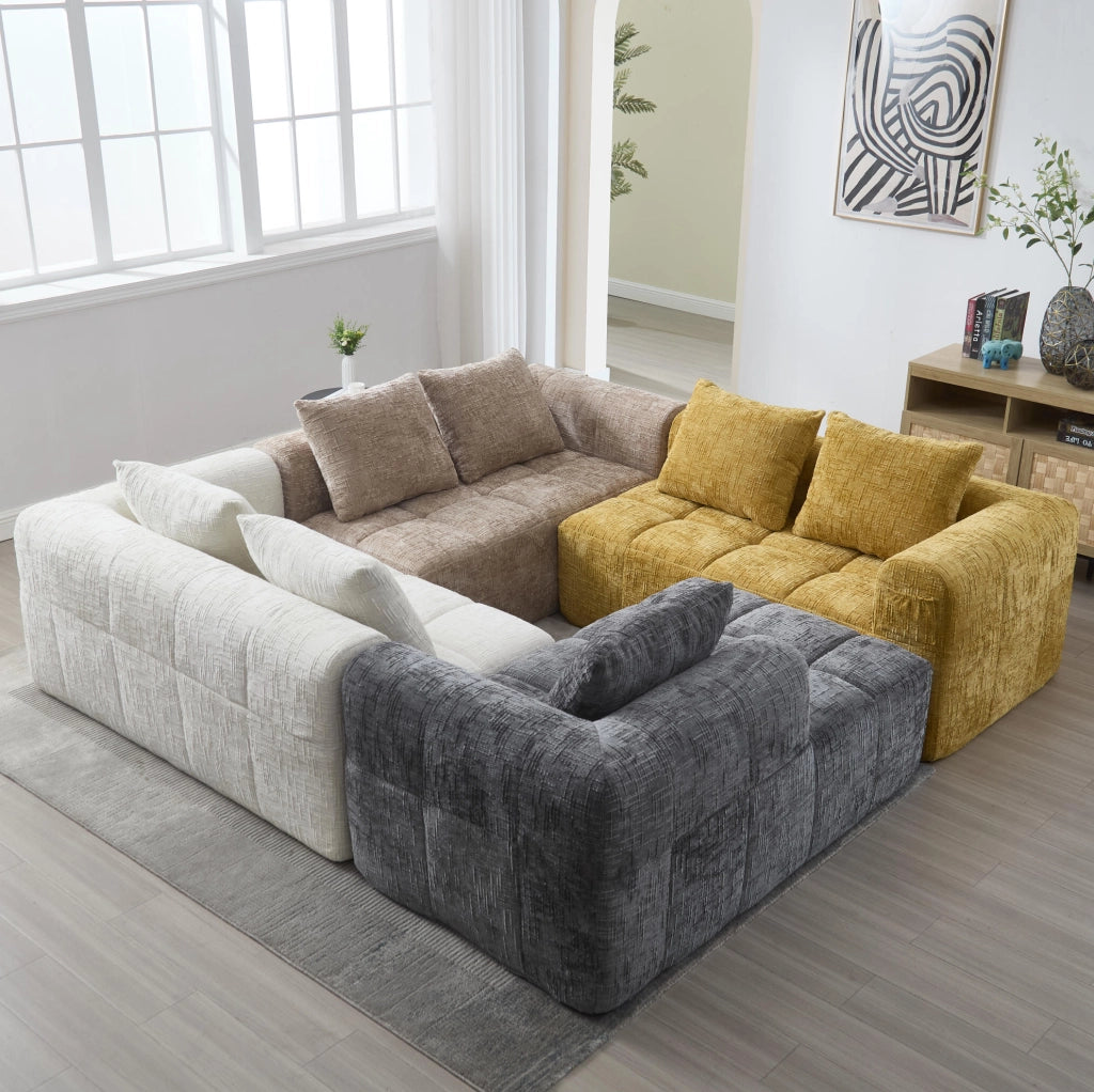 Divano con chaise longue 250x158x60 cm; senza installazione; con cuscini sfoderabili in chenille kaki