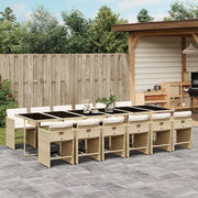 Set da Pranzo da Giardino 13 pz con Cuscini Beige in Polyrattan
