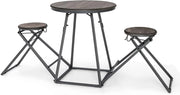 Set Tavolo da Pranzo 3 Pezzi, Tavolo Rotondo e 2 Sgabelli Pieghevoli in Metallo, Set di Mobile per 2 Persone per Piccoli Spazi, Appartamento, Cucina e Sala da Pranzo