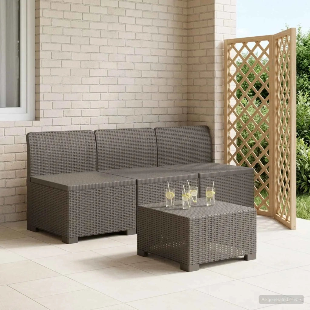 Divano da Giardino a 3 Posti in Aspetto Rattan PP Grigio Chiaro 8011959