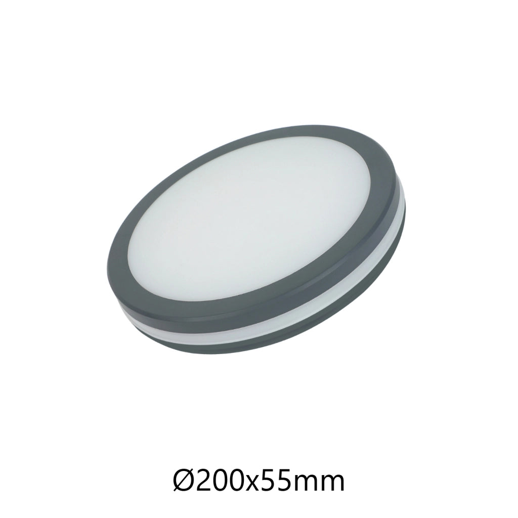 Alcapower Plafoniera LED Rotonda 15W IP54 IK08 CCT Selezionabile 3000K-4000K-6500K 1500lm Grigia, Design Compatto e Alta Efficienza Energetica