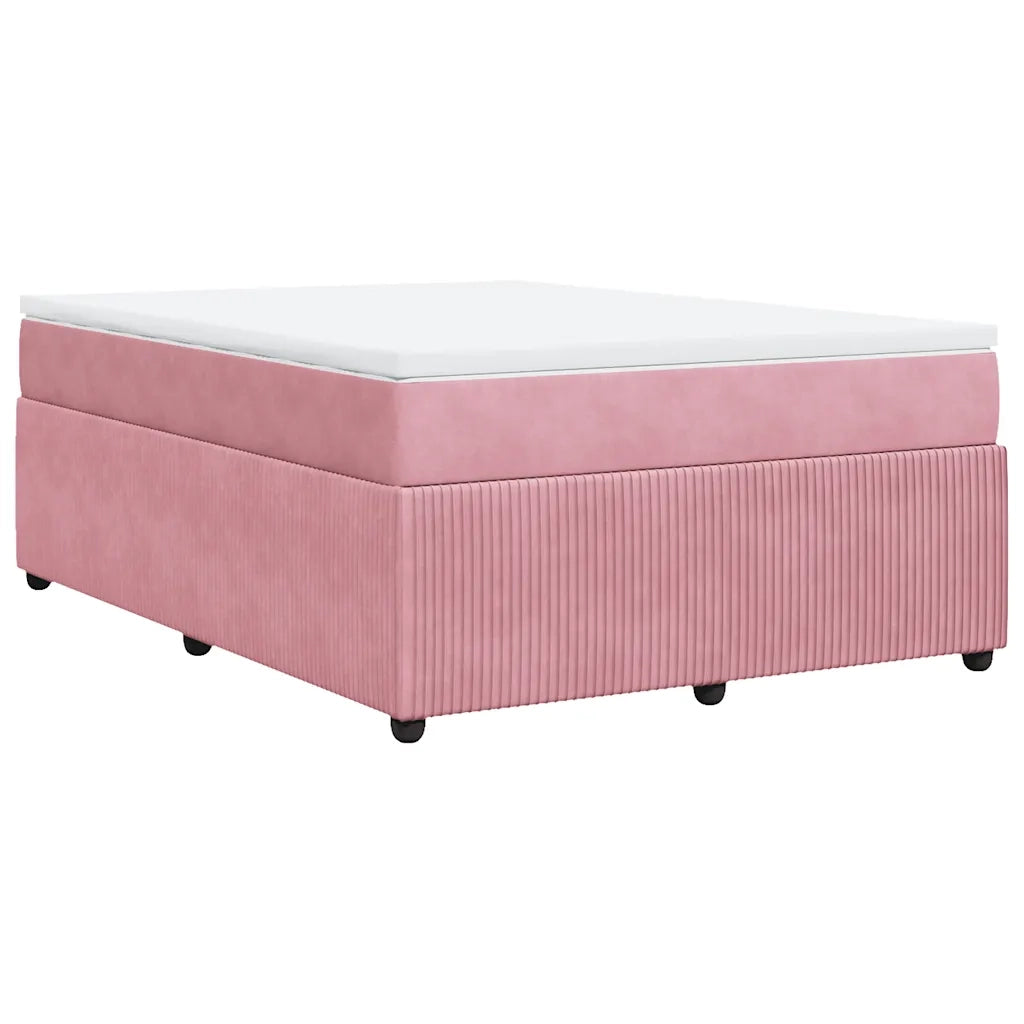 Giroletto a Molle con Materasso Rosa 160x200 cm in Velluto