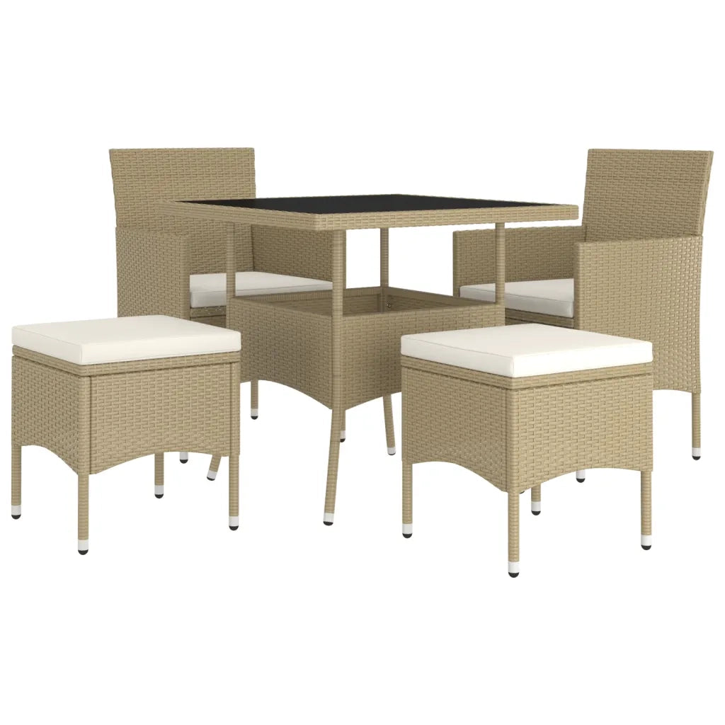 Set da Pranzo per Giardino 5 pz | Set Salotto da Giardino in Polyrattan Beige