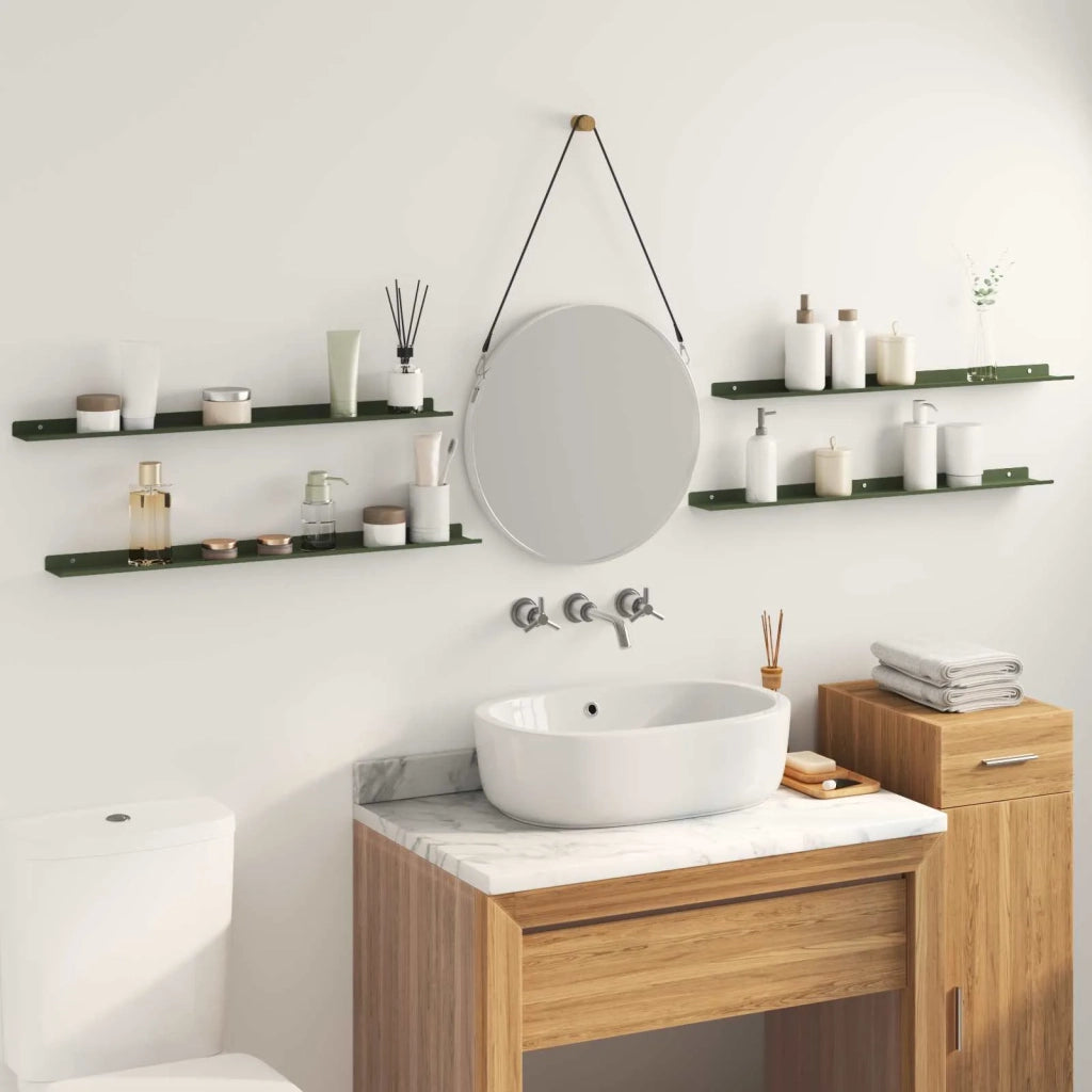 Mensola sospesa 4 pcs Verde oliva 80 x 9 x 2,5 cm Acciaio 8003981