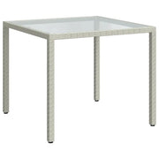 Tavolo Giardino | Tavolino da esterno 90x90x75 cm Vetro Temperato e Polyrattan Bianco