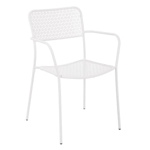 Set 4 sedie da Giardino con Braccioli 57x45/58x81,5h cm in Metallo Aura Bianco