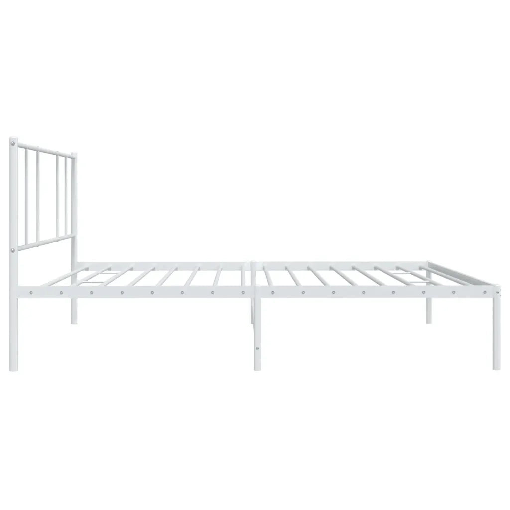 Letto singolo | Letto per adulti | Giroletto con Testiera Metallo Bianco 90x200 cm