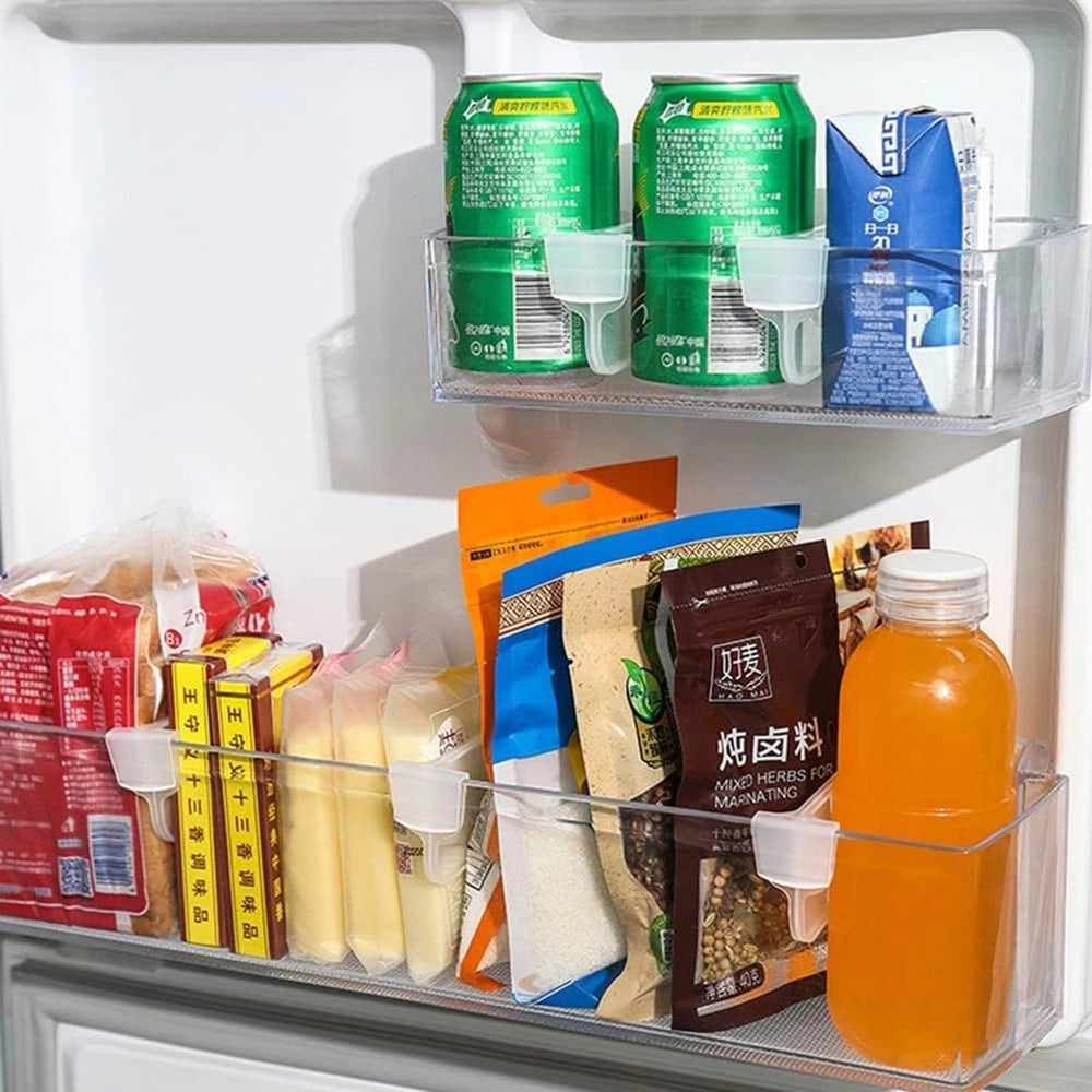 Trade Shop - Set 4 Pezzi Organizzatori Divisori Scomparti In Plastica Per Frigorifero Cucina -