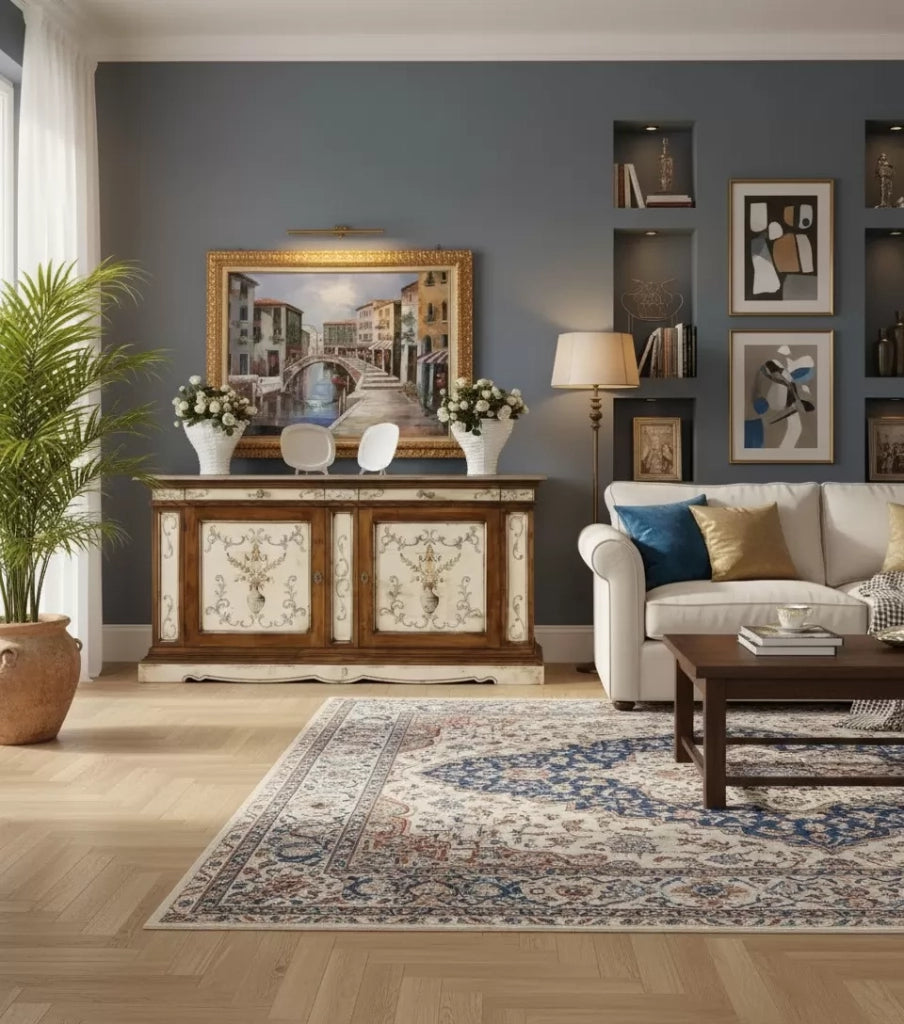 Madia credenza 2 porte arte povera laccato dipinto/bassano 213 x 54 x h. 109 - Mobili 2G