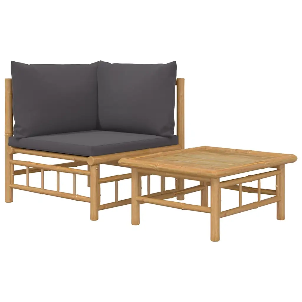 Salotto da Giardino-Set Salotto da Giardino 2pz con Cuscini Grigio Scuro Bamb¨´ 919899