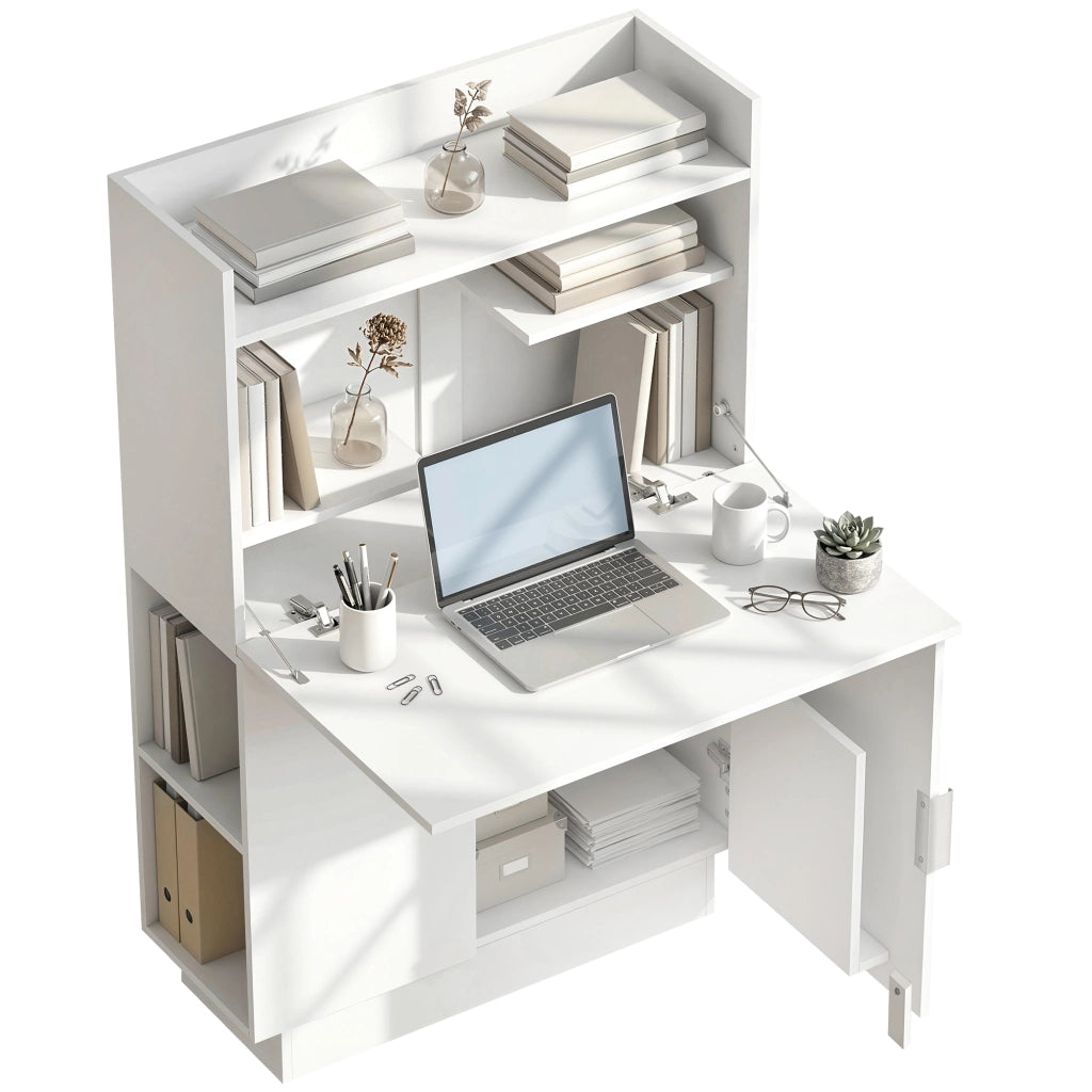 Scrivania per computer ¨C zephmum ¨C 80x30x128 cm, bianco