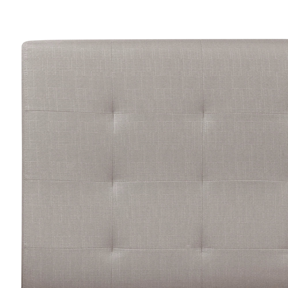 Letto imbottito tessuto grigio chiaro rete a doghe testiera trapuntata 140 x 200 cm