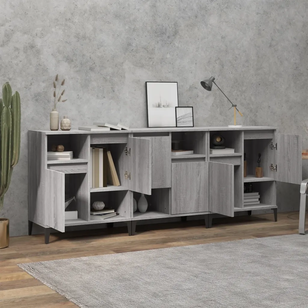 Credenze 3pz | Madia | Buffet da pranzo | Armadio da pranzo Grigio Sonoma 60x35x70 cm in Legno Multistrato
