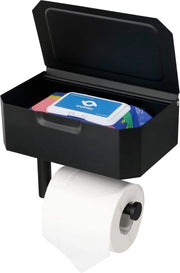 Sostegno per carta igienica con contenitore in tessuto umido, sostegno per carta igienica in acciaio inossidabile, mattoncino nero, sostegno per carta igienica da attaccare al muro, per cucina e bagno, da attaccare con adesivo o da forare