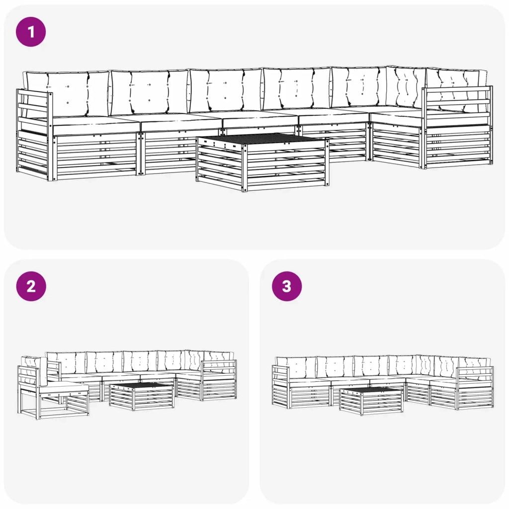 Set di divani da esterno 7 pcs Grigio Naturale e Chiaro 3373561