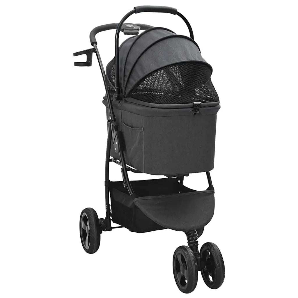 vidaXL Passeggino pieghevole per animali Nero 78 x 54 x 101 cm