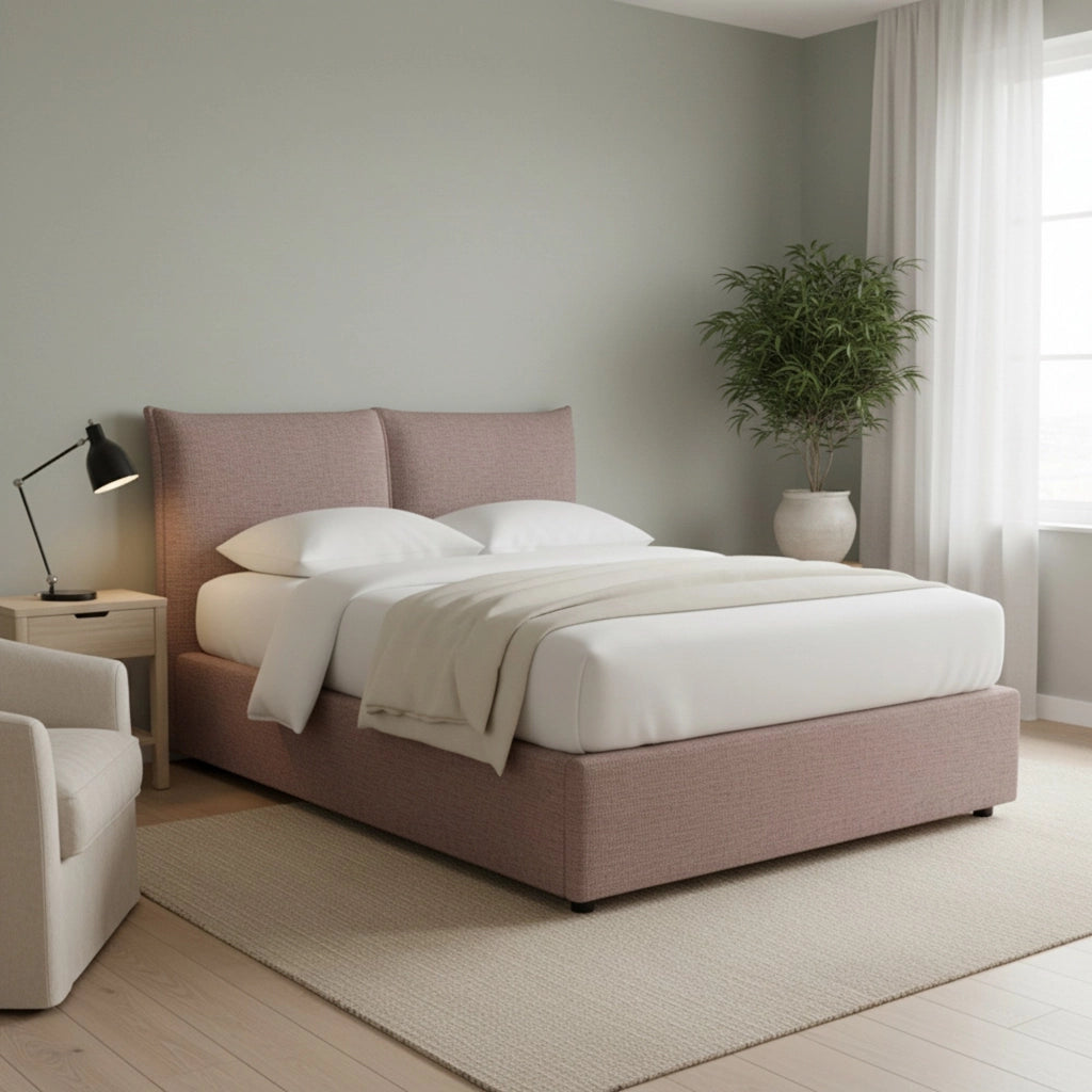 Wetherby, Letto Matrimoniale Sfoderabile Made in Italy, Rosa Antico