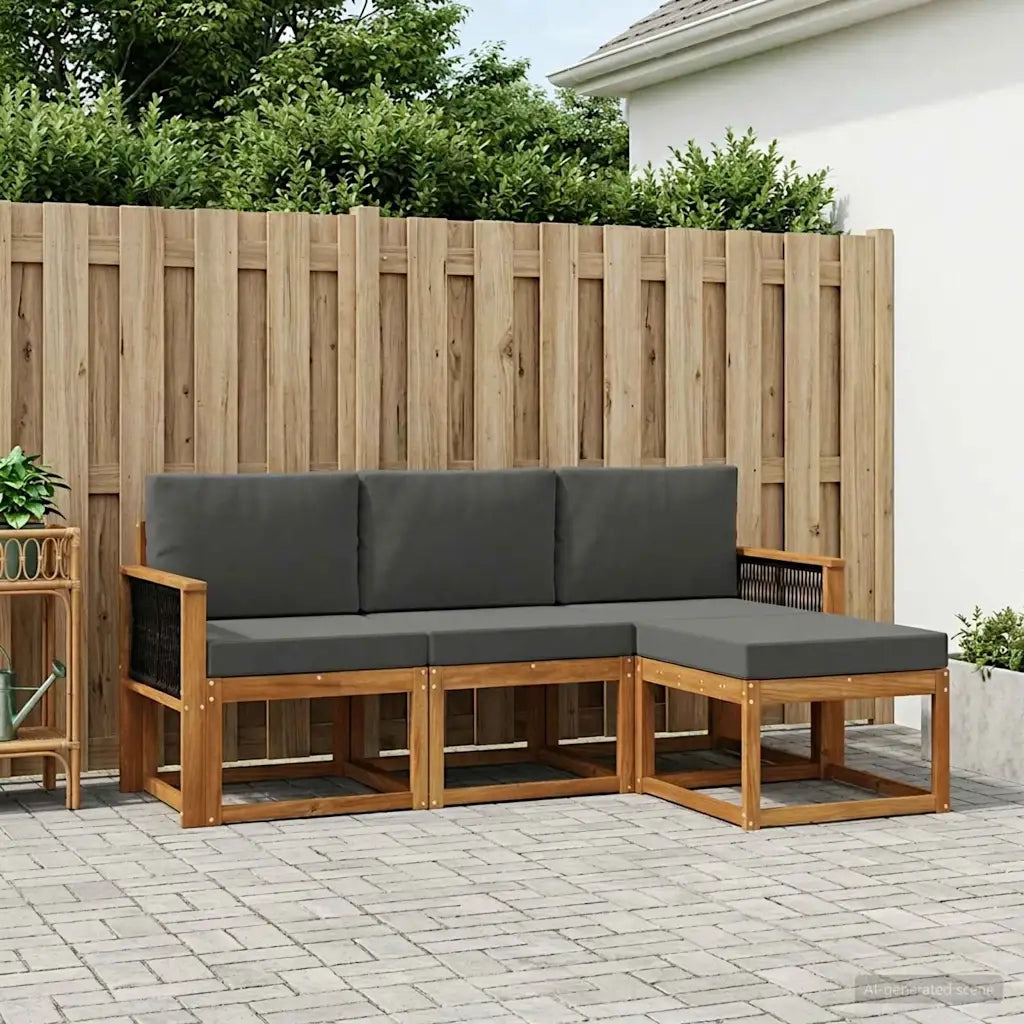 Set di divani da esterno con cuscino 4 pcs Naturale e Antracite 3385113
