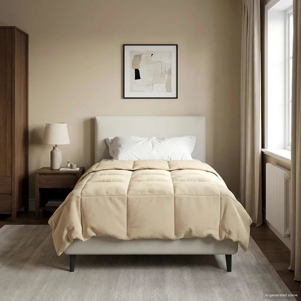Duvet Invernale Trapuntato Crema 155 x 200 cm Microfibra 42026147