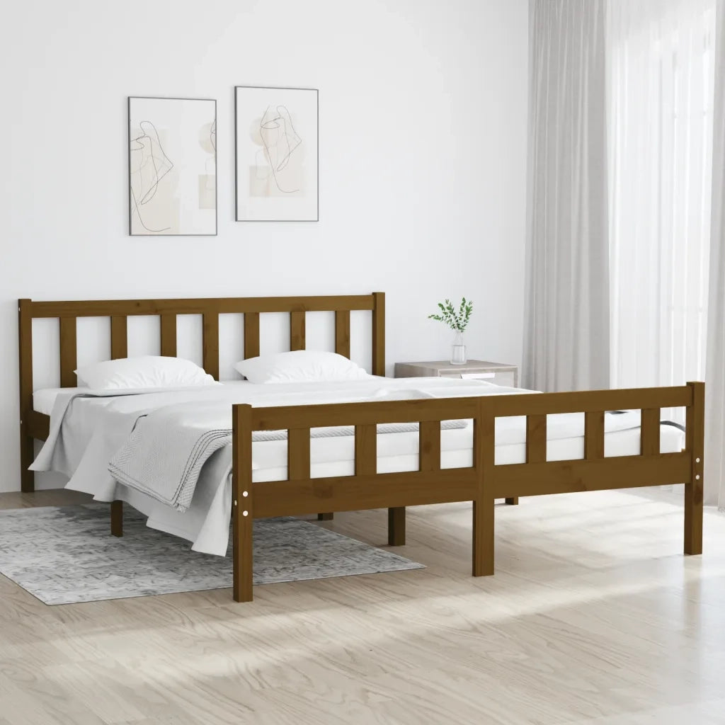 Giroletto Miele in Legno Massello 150x200 cm 5FT King Size cod mxl 31676