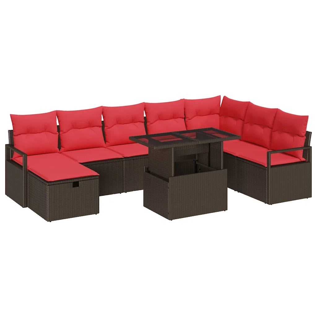 Set Divano da Giardino con cuscino 9 pcs polyrattan