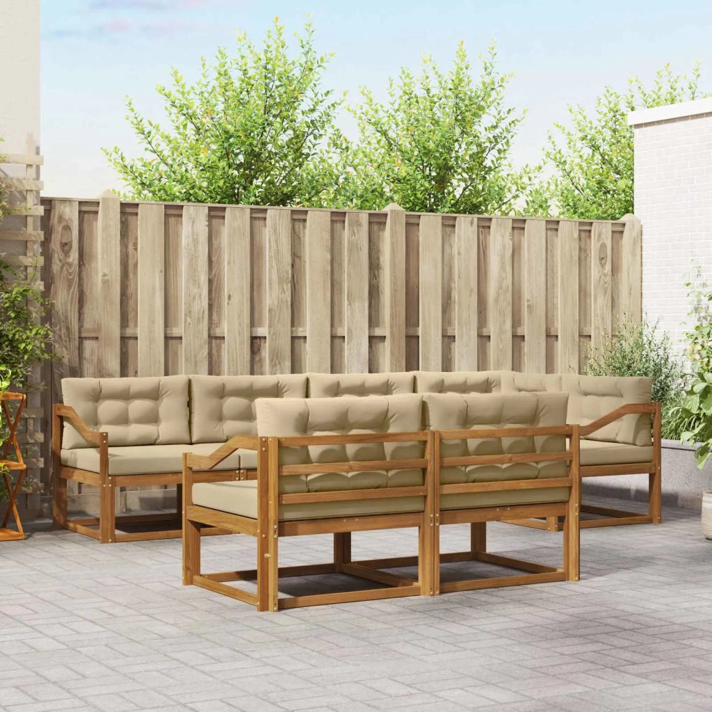 Set di divani da esterno con cuscino 7 pcs Naturale e Beige