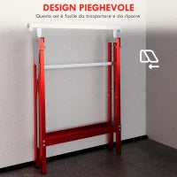 Set 2 Cavalletti da Lavoro Telescopici 80-130 cm Pieghevoli, in Acciaio Q195, 68x58x80 cm, Rosso e Argento