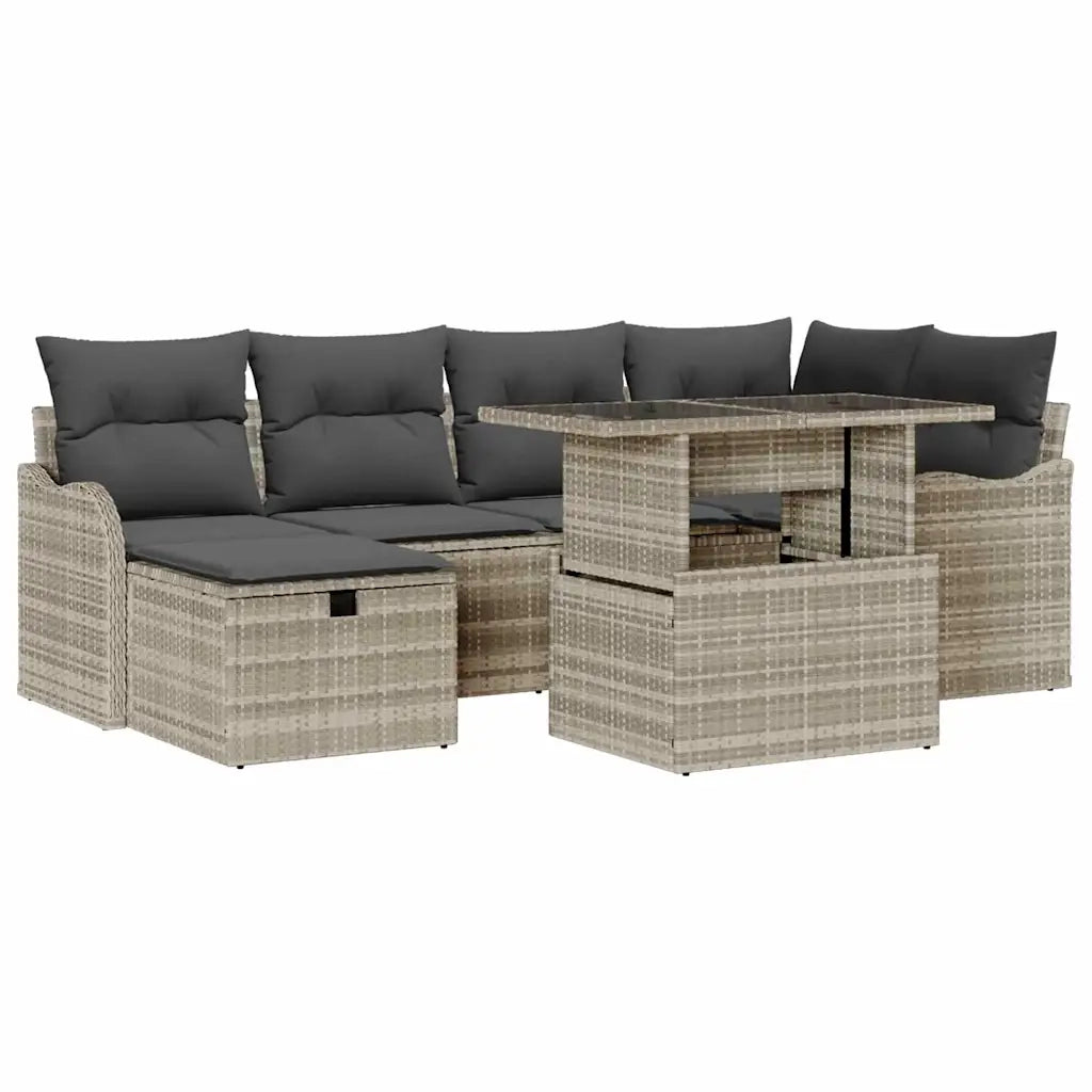 Set Divano da Giardino 7 pcs Grigio chiaro Poly Rattan 3359719