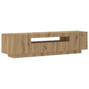 Mobile TV sospeso moderno con luci a LED design di tendenza vano contenitore 160 x 35 x 40 cm finitura rovere ingegnerizzato realizzato artigianalmente 02_0050869